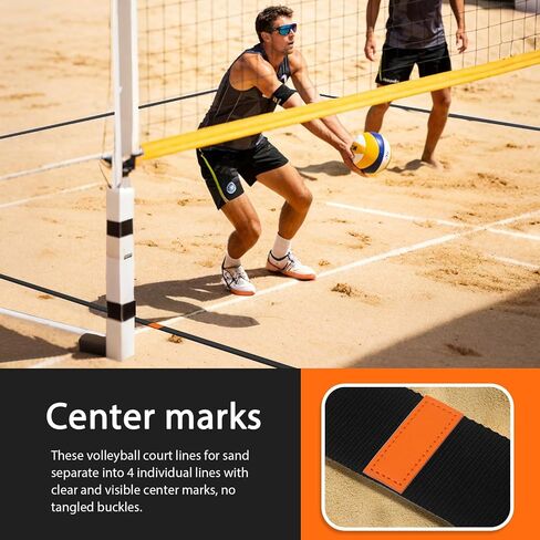 Beach Volleyball Court Boundary Lines - Portable, 2 Inch Official Size (26.3' x 52.6') with 4 Sand Anchors & Storage Bag, Ideal for Outdoor Volleyball, Team Building and Other Group Activities. in Saudi Arabia