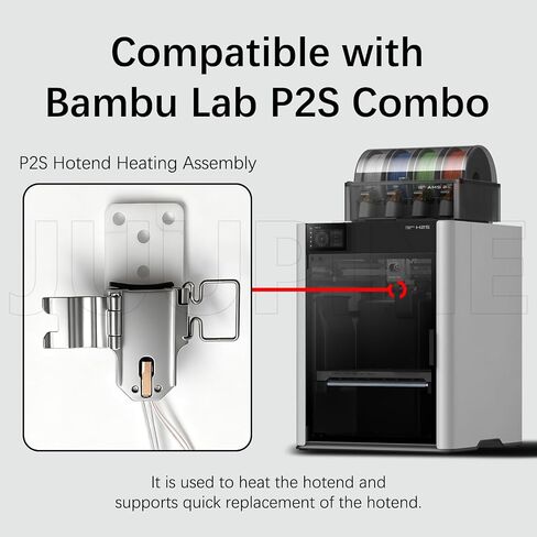 لمجموعة أدوات تجميع التدفئة Bambu Lab P2S Hotend، بدون مربى الفتيل، قاعدة عازلة للحرارة من السيراميك والزركونيا، مقاومة لدرجة الحرارة 2300 درجة مئوية، مكون التسخين الساخن P2S المقاوم للاهتراء لطابعة Bambu P2S ثلاثية الأبعاد in Kuwait