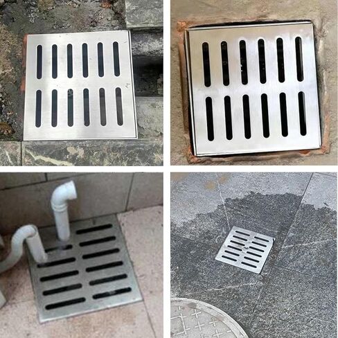 Premium Channel Drain Grate for Concrete Floors, Driveway & Shower - Removable Storm Drain Cover with Durable Metal Frame (10x10x2cm / 4"x4"x3/4") in Kuwait