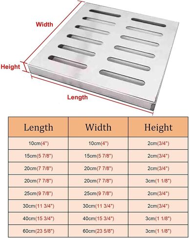 Premium Channel Drain Grate for Concrete Floors, Driveway & Shower - Removable Storm Drain Cover with Durable Metal Frame (10x10x2cm / 4"x4"x3/4") in Kuwait
