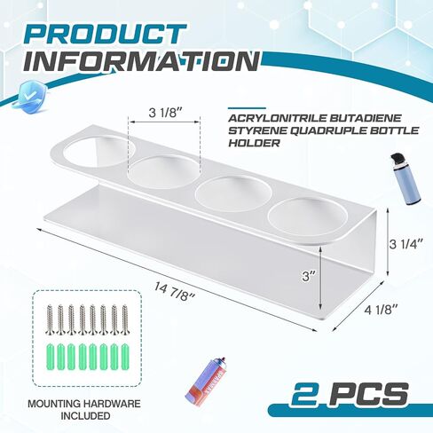 قطعتان من حوامل زجاجات ABS بيضاء من Lewtemi، تخزن 4 زجاجات سعة 500 مل، القطر 4.13 بوصة × العرض 14.9 بوصة × الارتفاع 3.25 بوصة in Kuwait