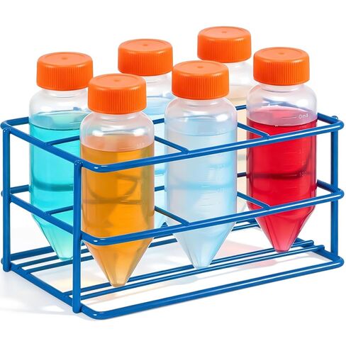 Tellegloww Centrifuge Bottle Rack, Holds 6 x 250ml Bottles, Epoxy-Coated Steel Wire Lab Bottle Rack, Autoclavable, Chemical Resistant, Tube Organizer for Laboratory Use, Blue in Kuwait