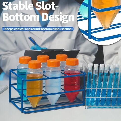 Tellegloww Centrifuge Bottle Rack, Holds 6 x 250ml Bottles, Epoxy-Coated Steel Wire Lab Bottle Rack, Autoclavable, Chemical Resistant, Tube Organizer for Laboratory Use, Blue in Kuwait