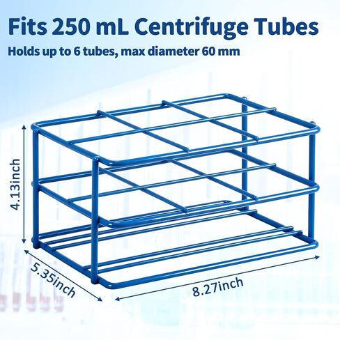 Tellegloww Centrifuge Bottle Rack, Holds 6 x 250ml Bottles, Epoxy-Coated Steel Wire Lab Bottle Rack, Autoclavable, Chemical Resistant, Tube Organizer for Laboratory Use, Blue in Kuwait
