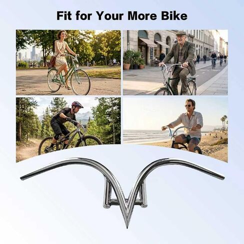 Tracer V-Type Steel Handlebar HB-TB-VS800220 Universal Fit 750 * 650 * 22.2 * 1.4T - كروم in Kuwait