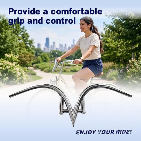 Tracer V-Type Steel Handlebar HB-TB-VS800220 Universal Fit 750 * 650 * 22.2 * 1.4T - كروم in Kuwait