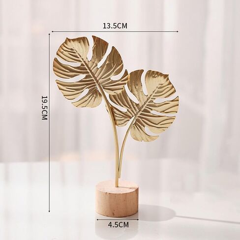 Leaf Sculpture Bottle Holder Metal Leaf Statue Iron Stand Rack Artistic Wood Base Suitable for Cabinet Hotel Cafe Gift in Kuwait