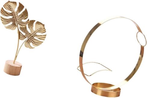 Leaf Sculpture Bottle Holder Metal Leaf Statue Iron Stand Rack Artistic Wood Base Suitable for Cabinet Hotel Cafe Gift in Kuwait