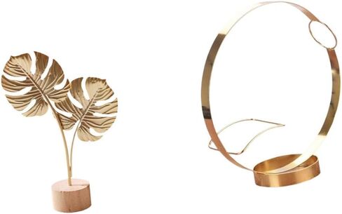 Leaf Sculpture Bottle Holder Metal Leaf Statue Iron Stand Rack Artistic Wood Base Suitable for Cabinet Hotel Cafe Gift in Kuwait