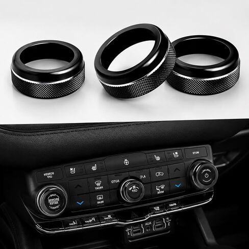 SENSHINE Air Conditioning Knob Cover Volume Control Tune Switch Buttton Covers for Dodge Durango Accessories 2021 2022 2023 2024 2025 AC Climate Adjust Trim Ring 3Pcs (Red) in Saudi Arabia