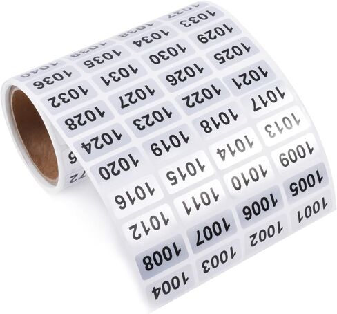 1001-2000 Consecutive Number Inventory Stickers Self Adhesive Waterproof Labels Office Warehouse Numbering Classification Black Printing on Silver Sticker 0.79 x 0.38 Inch in Kuwait