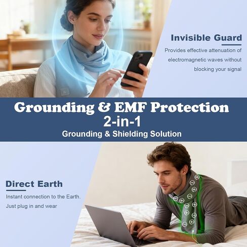 Radiation Shielding Hat Head Cover, EMF Shielding Grounding Scarf with 1 Grounding Adapter,2 Cords in Kuwait
