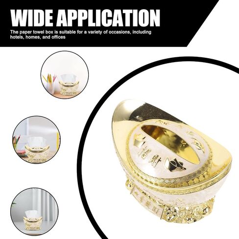 Artibetter Refillable Ingots-shaped Napkin Dispenser Tissue Storage Box, Tough Plastic Material with Luxury Golden Finish, Decorative and Creative Design for Offices and Dining Table in Kuwait