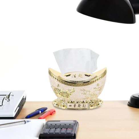 Artibetter Refillable Ingots-shaped Napkin Dispenser Tissue Storage Box, Tough Plastic Material with Luxury Golden Finish, Decorative and Creative Design for Offices and Dining Table in Kuwait