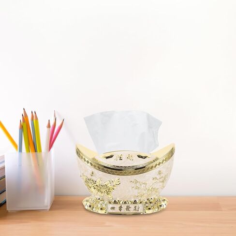 Artibetter Refillable Ingots-shaped Napkin Dispenser Tissue Storage Box, Tough Plastic Material with Luxury Golden Finish, Decorative and Creative Design for Offices and Dining Table in Kuwait