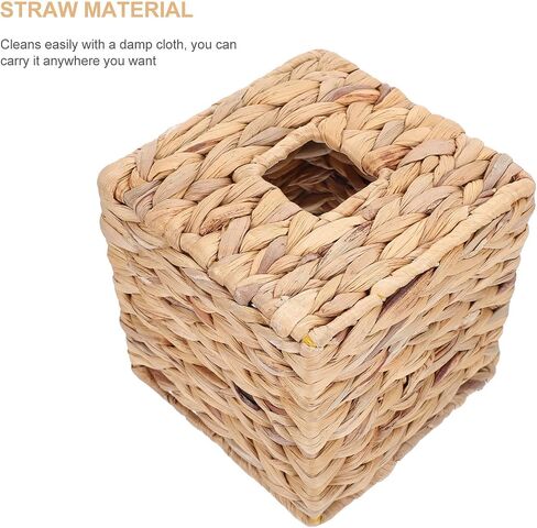 BESTYASH Portable Straw Tissue Box Holder for Car and Restaurant Use, Rectangular Refillable Napkin Storage Case with Simple Design, Practical Woven Paper Towel Dispenser in Kuwait