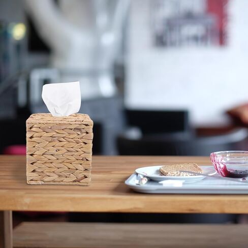 BESTYASH Portable Straw Tissue Box Holder for Car and Restaurant Use, Rectangular Refillable Napkin Storage Case with Simple Design, Practical Woven Paper Towel Dispenser in Kuwait