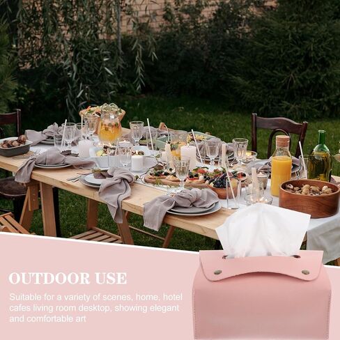 jojofuny Portable Pink Pu Napkin Dispenser with Generous Capacity and Sturdy Design, Minimalist Modern Paper Towel Holder for Family Dinners and Dining Table Use in Saudi Arabia