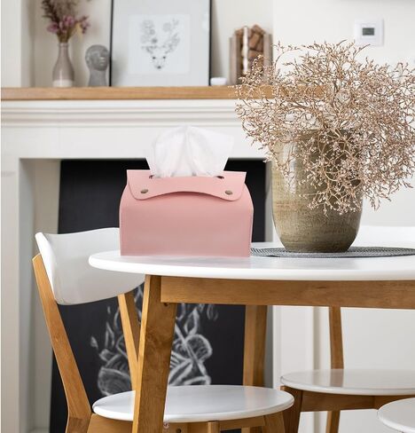 jojofuny Portable Pink Pu Napkin Dispenser with Generous Capacity and Sturdy Design, Minimalist Modern Paper Towel Holder for Family Dinners and Dining Table Use in Saudi Arabia