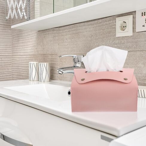 jojofuny Portable Pink Pu Napkin Dispenser with Generous Capacity and Sturdy Design, Minimalist Modern Paper Towel Holder for Family Dinners and Dining Table Use in Saudi Arabia