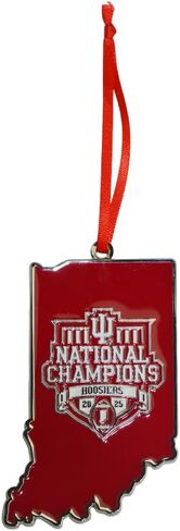 Indiana Hoosiers College Football Playoff 2025 National Champions State Shape Metal Christmas Ornament in Saudi Arabia