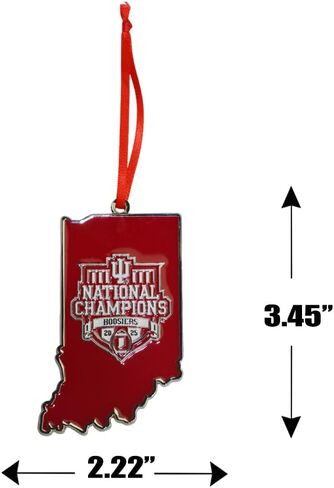 Indiana Hoosiers College Football Playoff 2025 National Champions State Shape Metal Christmas Ornament in Saudi Arabia
