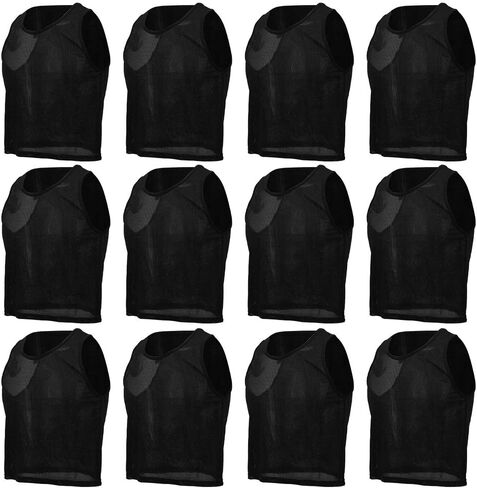 Chrees Breathable Children Football Vest Set of 12 HighVisibility Mesh Sweatshirts for Football Volleyball, Black Kid Free Size in Kuwait