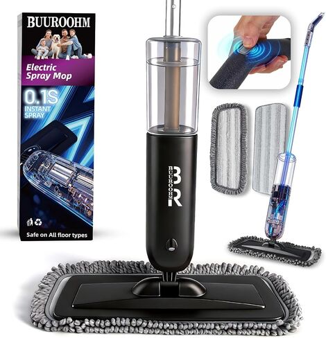 Electric Spray Mop Floor Cleaner with 2 Mopping Pads 720ml Bottle & Scraper 360° Swivel Head Lightweight Cordless Wet Dry Cleaner for Hardwood Floor Cleaning Laminate Tile Wood Vinyl & All Hard Floors in Saudi Arabia