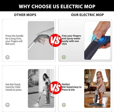 Electric Spray Mop Floor Cleaner with 2 Mopping Pads 720ml Bottle & Scraper 360° Swivel Head Lightweight Cordless Wet Dry Cleaner for Hardwood Floor Cleaning Laminate Tile Wood Vinyl & All Hard Floors in Saudi Arabia