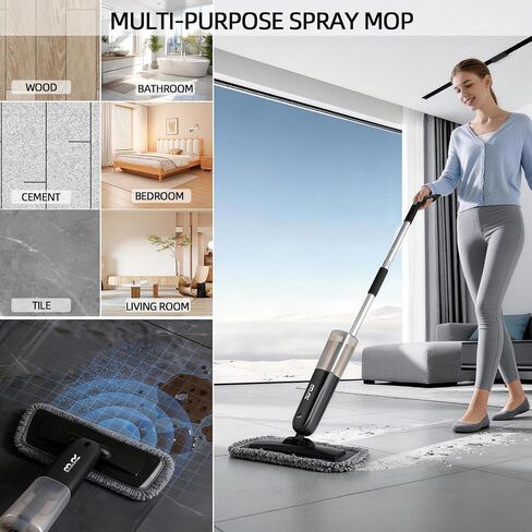 Electric Spray Mop Floor Cleaner with 2 Mopping Pads 720ml Bottle & Scraper 360° Swivel Head Lightweight Cordless Wet Dry Cleaner for Hardwood Floor Cleaning Laminate Tile Wood Vinyl & All Hard Floors in Saudi Arabia