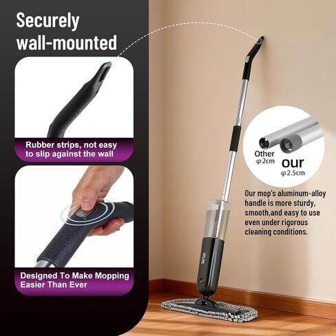 Electric Spray Mop Floor Cleaner with 2 Mopping Pads 720ml Bottle & Scraper 360° Swivel Head Lightweight Cordless Wet Dry Cleaner for Hardwood Floor Cleaning Laminate Tile Wood Vinyl & All Hard Floors in Saudi Arabia