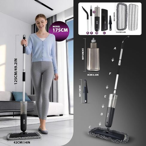 Electric Spray Mop Floor Cleaner with 2 Mopping Pads 720ml Bottle & Scraper 360° Swivel Head Lightweight Cordless Wet Dry Cleaner for Hardwood Floor Cleaning Laminate Tile Wood Vinyl & All Hard Floors in Saudi Arabia