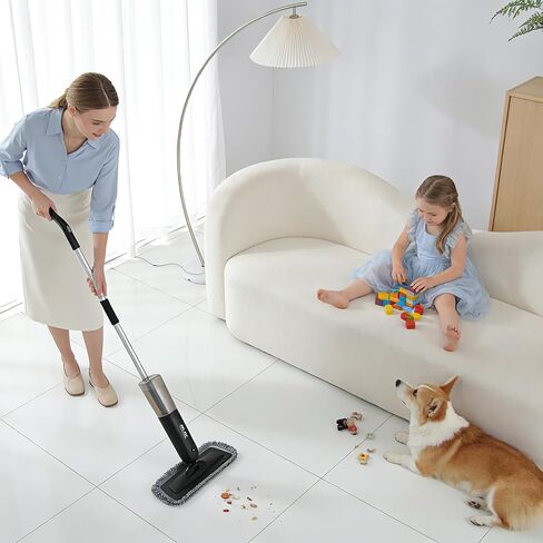 Electric Spray Mop Floor Cleaner with 2 Mopping Pads 720ml Bottle & Scraper 360° Swivel Head Lightweight Cordless Wet Dry Cleaner for Hardwood Floor Cleaning Laminate Tile Wood Vinyl & All Hard Floors in Saudi Arabia