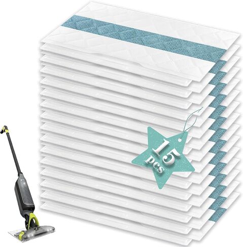Disposable Hard Floor Pad Refills, Compatible with Shark VACMOP Pro VM252 VM251 VM250 VM200 VC205 QM250 VM190 VM200P12 VMP30 for use on All Sealed Floors (15 Pack) in Saudi Arabia