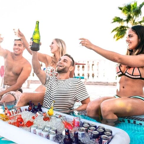 Inflatable Beer Table, Portable Pool Float with Ice Compartment, Water Proof Food Drink Holder for Pool Party, Barbecue, Camping, Beach in Kuwait