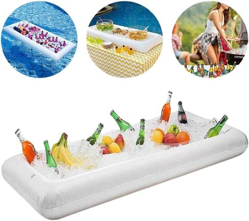 Inflatable Beer Table, Portable Pool Float with Ice Compartment, Water Proof Food Drink Holder for Pool Party, Barbecue, Camping, Beach in Kuwait