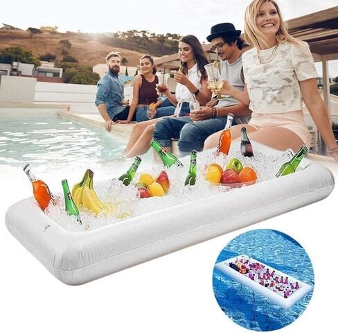 Inflatable Beer Table, Portable Pool Float with Ice Compartment, Water Proof Food Drink Holder for Pool Party, Barbecue, Camping, Beach in Kuwait