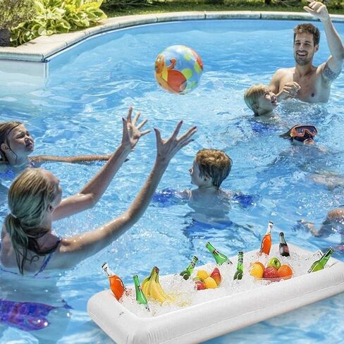 Inflatable Beer Table, Portable Pool Float with Ice Compartment, Water Proof Food Drink Holder for Pool Party, Barbecue, Camping, Beach in Kuwait