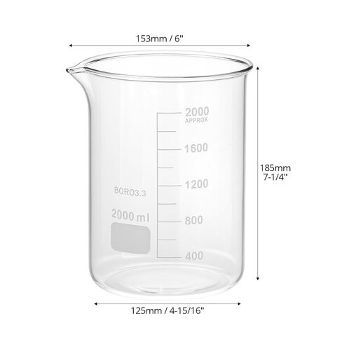 QWORK Borosilicate Glass 2000ml Beaker – Double Scale Measuring Cup for Lab, Classroom & Experiment Use in Kuwait