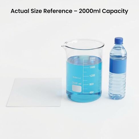 QWORK Borosilicate Glass 2000ml Beaker – Double Scale Measuring Cup for Lab, Classroom & Experiment Use in Kuwait