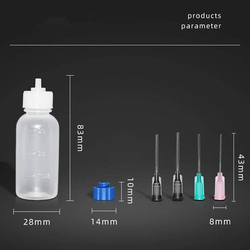 6-Piece 30ml Clear Precision Applicator Bottles with 12 Needle Tips (0.6-1.55mm) & 6 Storage Caps for Glue, Paint, Oils, Crafts in Kuwait