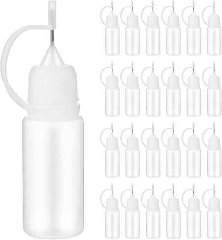 Ipetboom 25pcs 10ml Needle Tip Applicator Bottles, Precision Narrow Tip Squeeze Dispenser for Glue, Paint, Moisturizing Liquid Refilling, Reusable Plastic Nozzle Bottles for Lab and Craft in Kuwait