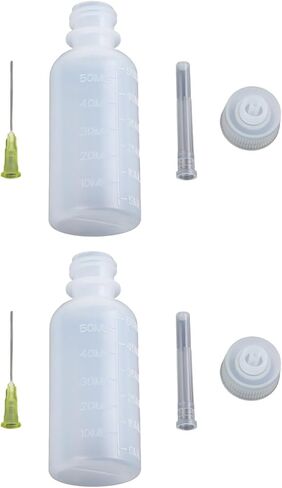 2 Pack 50mL Needle Tip Dispenser Bottles, Squeezable Plastic Dropper Flux Oil Glue Ink Perfume, Refillable Liquid Applicator Home Office Repair Hobbies in Kuwait