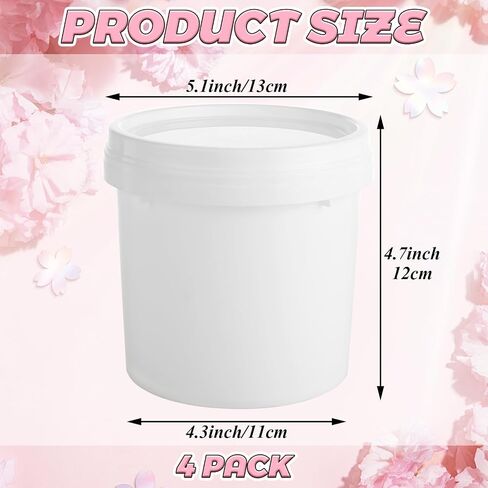 4 Pack White Plastic Pail Plastic Bucket with Lid, 1L Industrial Paint Pail Container Bucket Empty Paint Can Pigment Buckets for Art Crafts Projects Garage Organization (1 Quart) in Kuwait