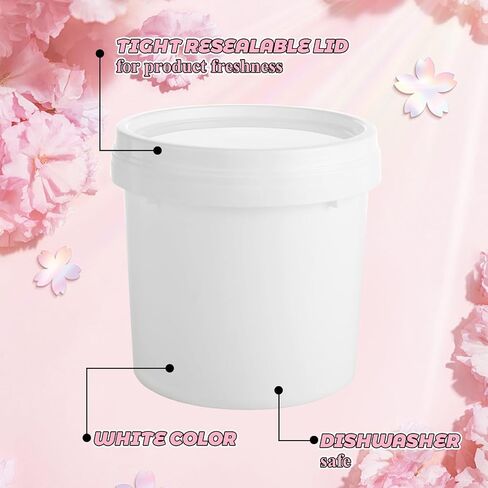 4 Pack White Plastic Pail Plastic Bucket with Lid, 1L Industrial Paint Pail Container Bucket Empty Paint Can Pigment Buckets for Art Crafts Projects Garage Organization (1 Quart) in Kuwait