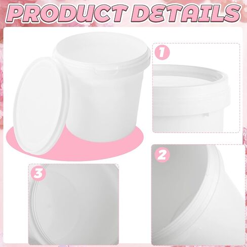 4 Pack White Plastic Pail Plastic Bucket with Lid, 1L Industrial Paint Pail Container Bucket Empty Paint Can Pigment Buckets for Art Crafts Projects Garage Organization (1 Quart) in Kuwait