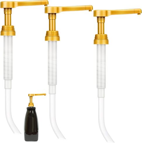 Tanlade 3 Pcs Coffee Syrup Pump Compatible with DaVinci (64oz) and Ghirardelli (87-90oz) Bottles, Sauce Pump Dispenser Chocolate and Caramel Sauce Bottles Gold in Kuwait