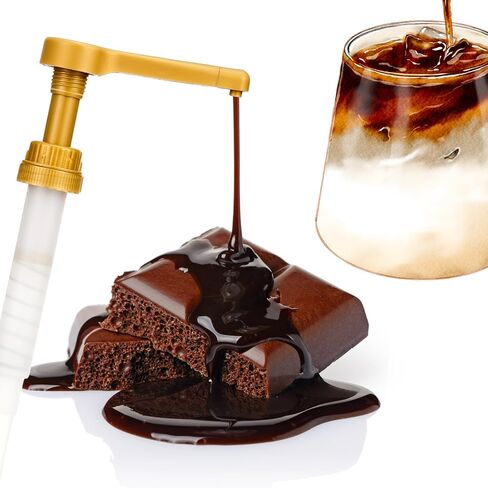 Tanlade 3 Pcs Coffee Syrup Pump Compatible with DaVinci (64oz) and Ghirardelli (87-90oz) Bottles, Sauce Pump Dispenser Chocolate and Caramel Sauce Bottles Gold in Kuwait