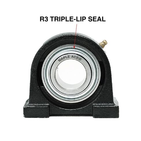 MAPLE ACE UCPA205-16 Tapped Base Pillow Block Bearing 1" Bore, 2-Threaded Bolt Holes, Self-Aligning, R3 Triple Lip Seal in Kuwait