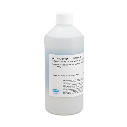 Hach Sulfate Standard Solution, 50 mg/L as SO4 (NIST), 500 mL, 257849 in Kuwait